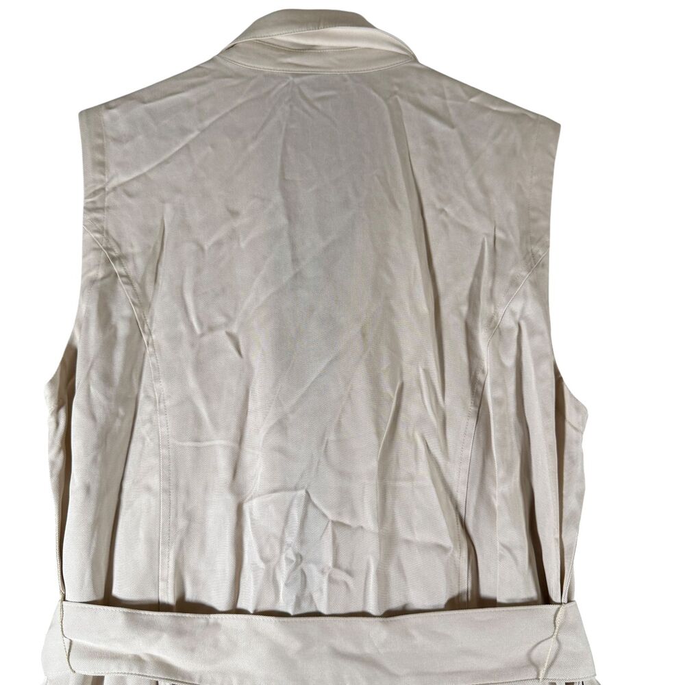 J Jill Wearever Trench Vest XL Oatmeal Longline Open Sleeveless Tie Waist Pocket - Picture 9 of 11